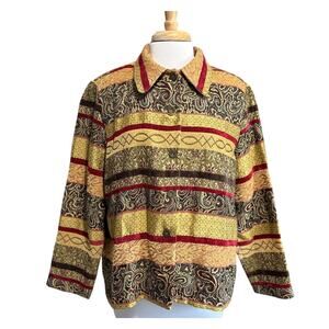 Alfred Dunner Women's Blazer 16P Vintage Tapestry Jacket Gold Red Black